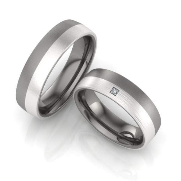 Verlobungsringe Titan Silber Brillant ID1076