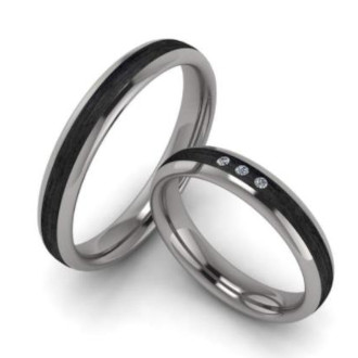 Verlobungsringe-Schwarz-Silber-Edelstahl-Carbon-mit-Brillant