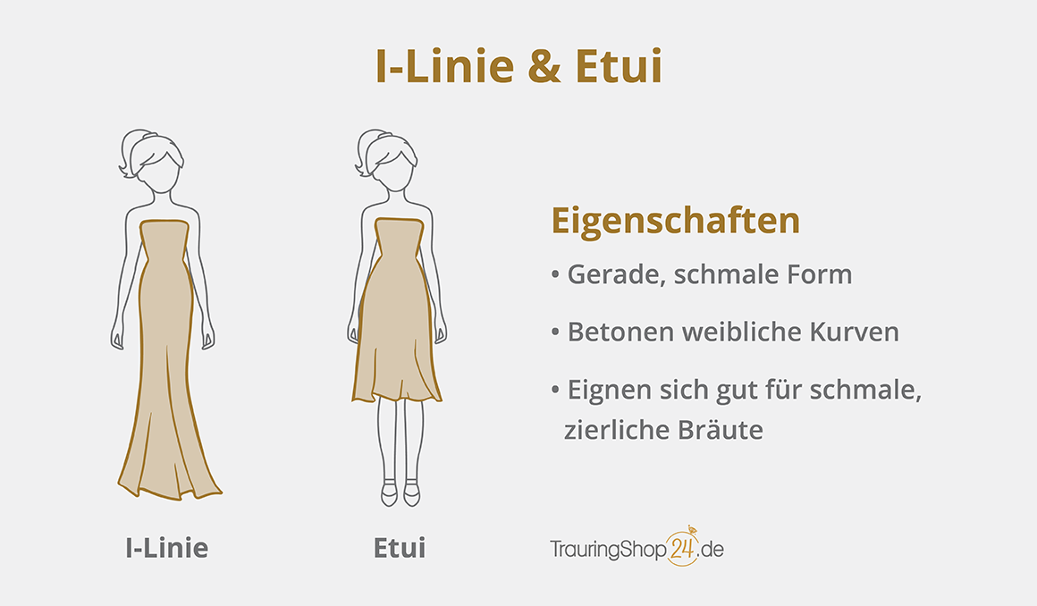 I-Linie und Etui-Brautkleid