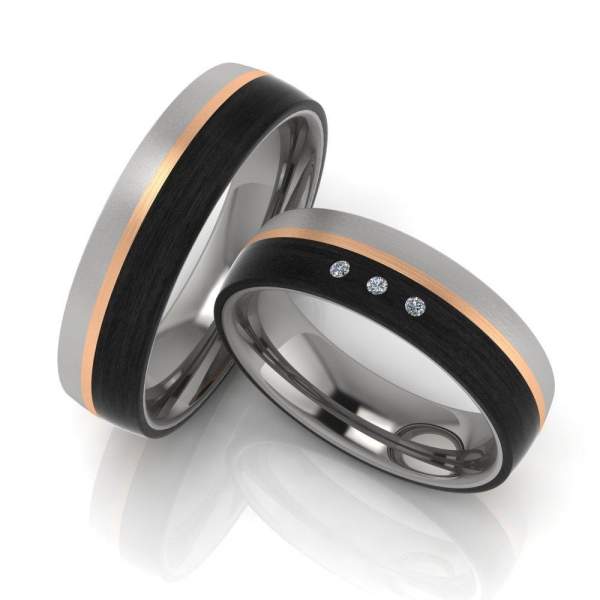 Exklusive Titan Carbon Bronze Brillant Ringe 4230