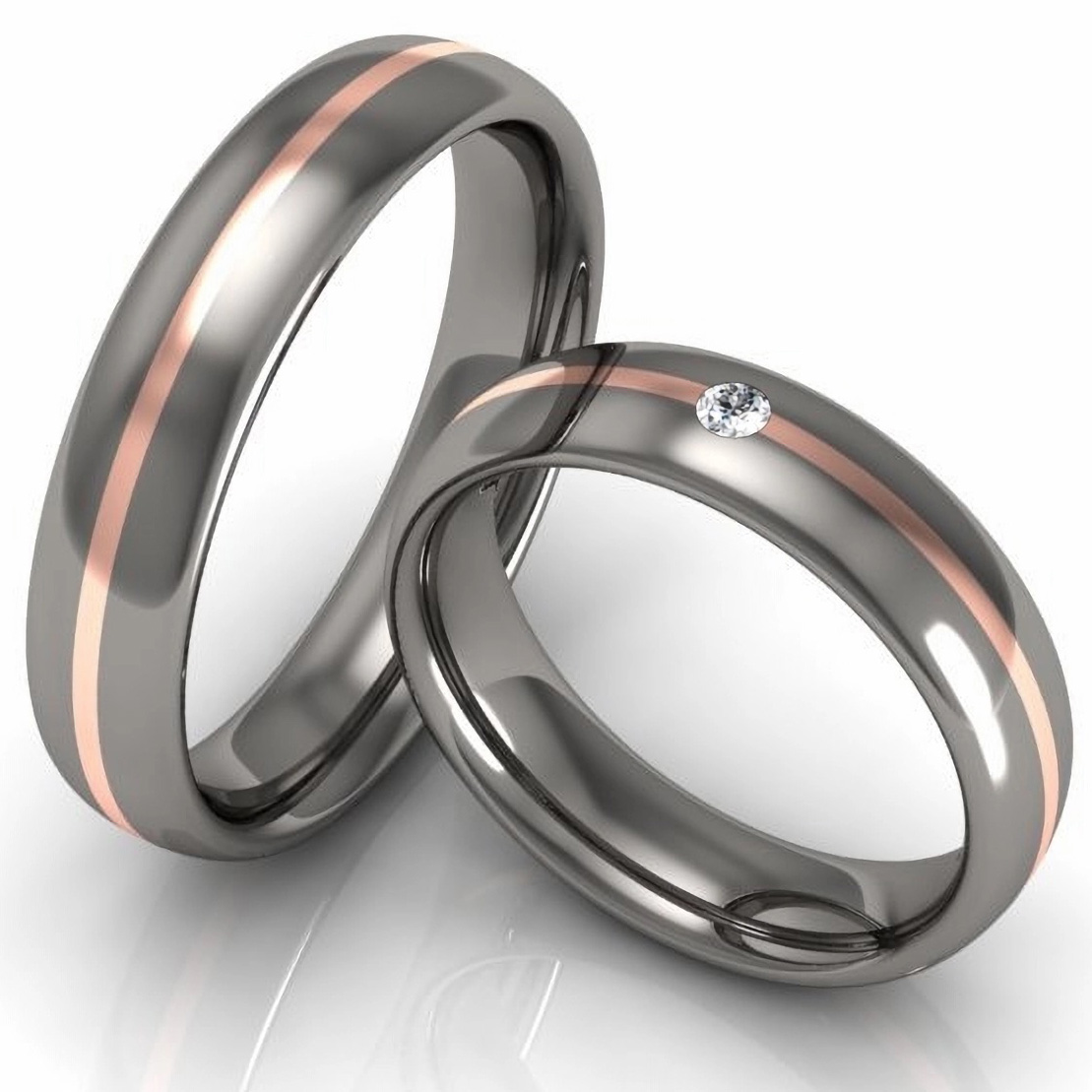 Zwei elegante Ringe aus Titan Partnerringe Trauringe Eheringe og T-AY-HD 